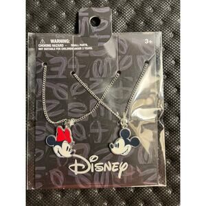 Disney BFF necklaces Mickey and Minnie Mouse fashion enamel silvertone necklaces